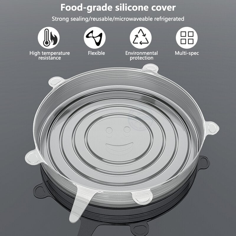 6 Pc Stretch Universal Silicone Lids