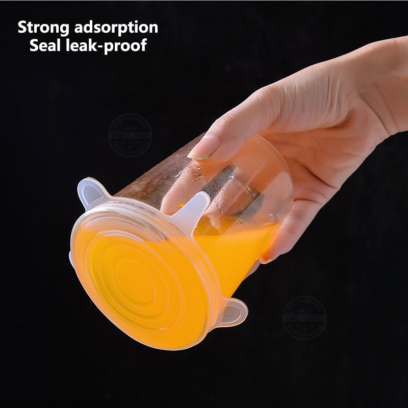 6 Pc Stretch Universal Silicone Lids